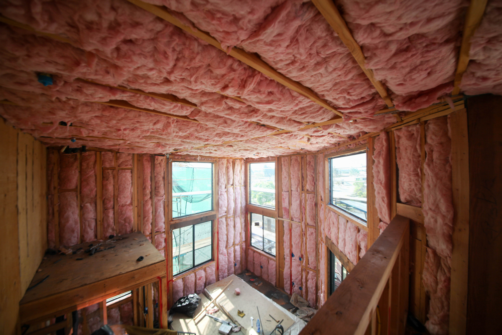 blanket insulation in ceiling and walls